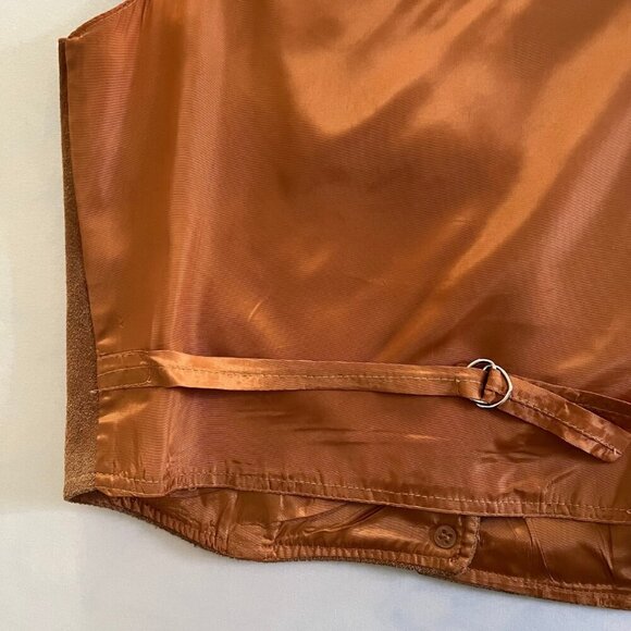 Winlit VTG Tan Camel Suede Leather Adjustable Waistcoat Vest - Picture 5 of 7